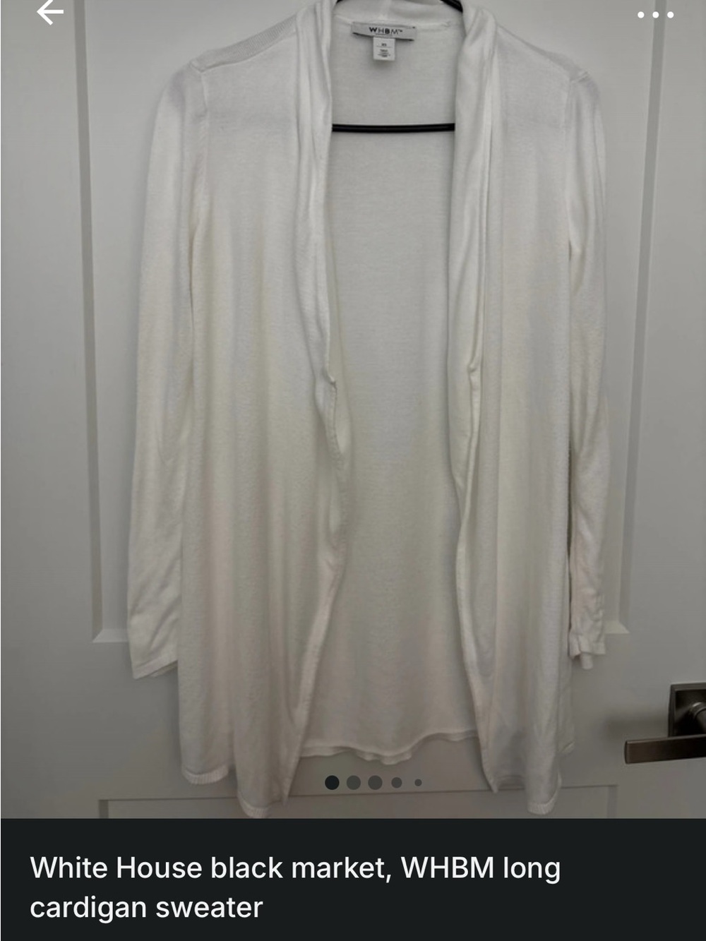 White House Black Market Cream Open-Front Long Cardigan